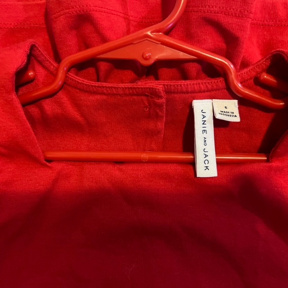 Janie & Jack Red Scalloped and Ruffle Hem Ponte Dress - Picture 3 of 3